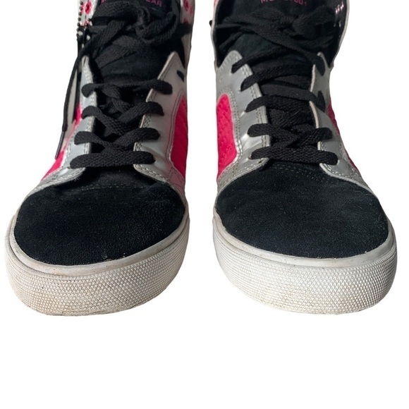 Supra Muska 001 High Top Skater Shoe Sneaker Leather Suede Pink Silver Black 9 - Picture 7 of 15